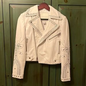 Gorgeous Belle Vere studded white leather jacket